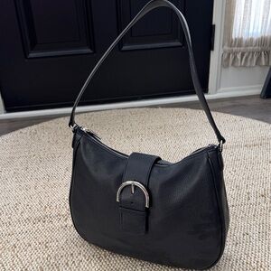 Talbots dark navy Leather Shoulder Bag with Buckle